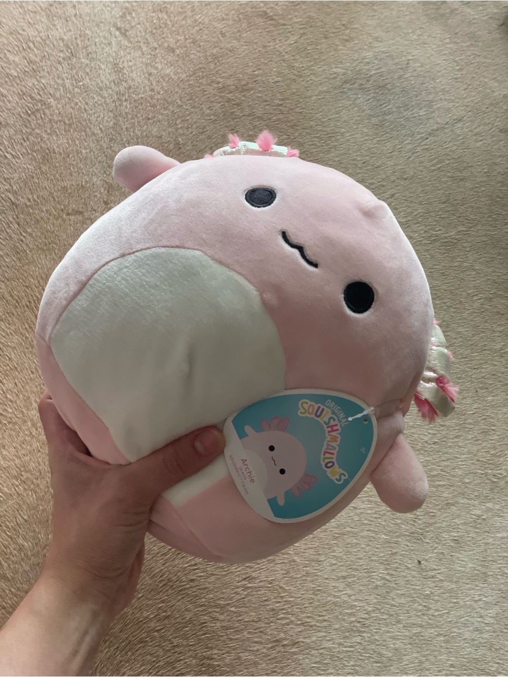 Pink Axolotl Squishmallow Plush